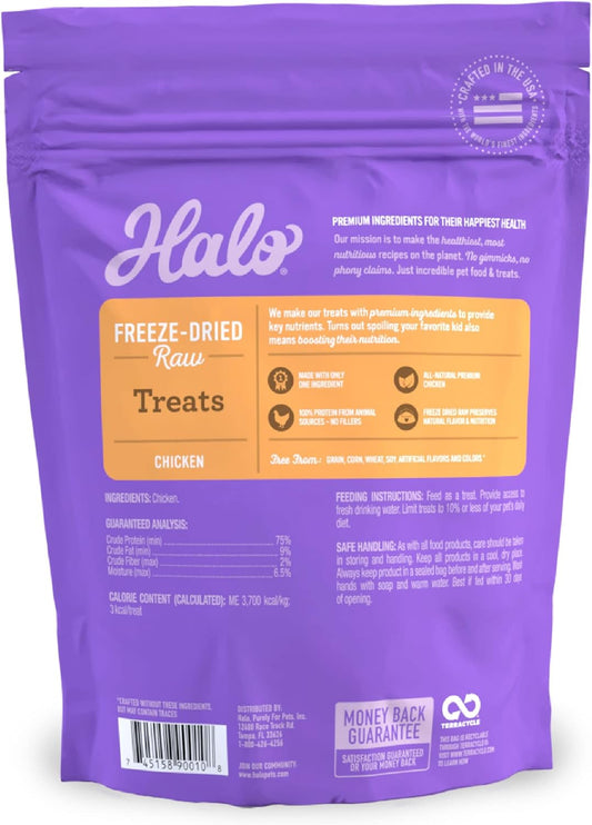 Freeze Dried Raw Cat Treats, 100% Chicken Breast Recipe, Cat Treats Pouch, All-Natural High Protien Treat, 2.2 Oz Pouch