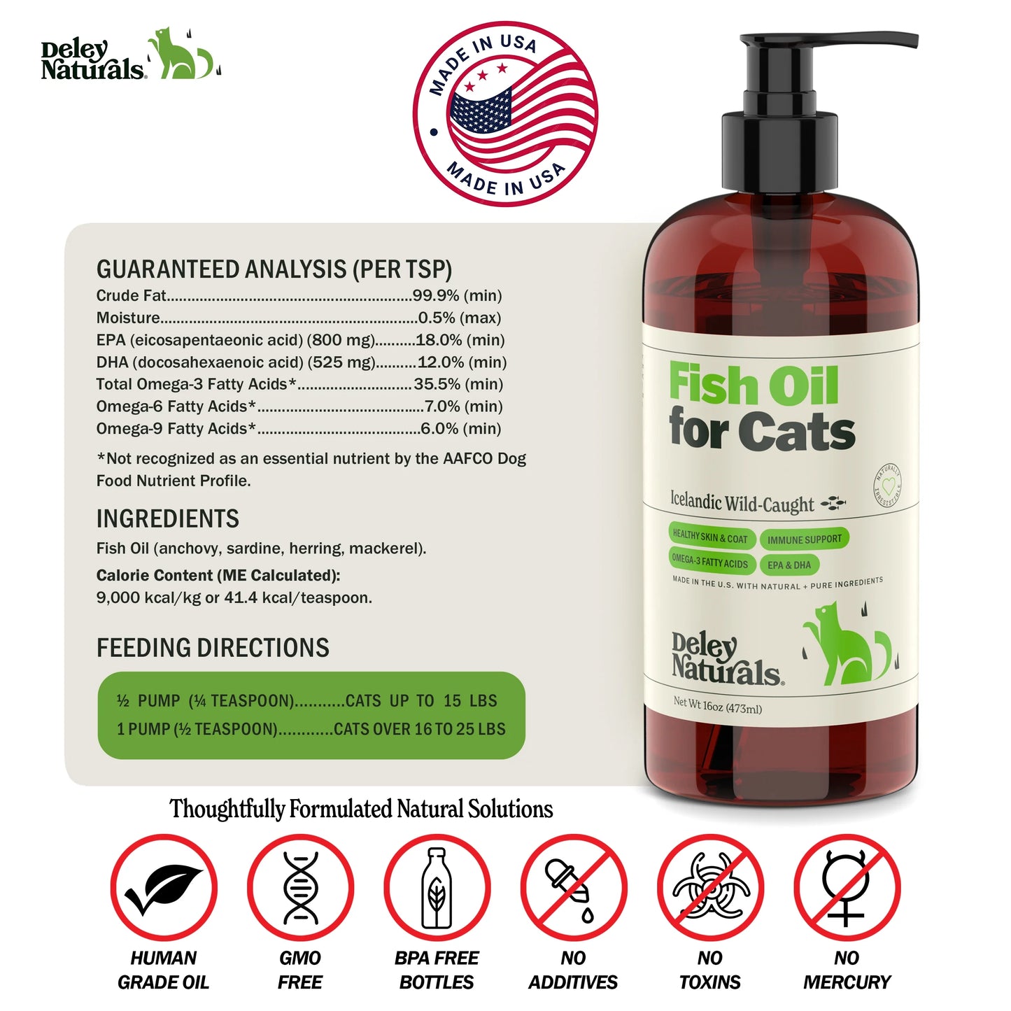 Wild Caught Fish Oil for Cats - Omega 3 for Cats