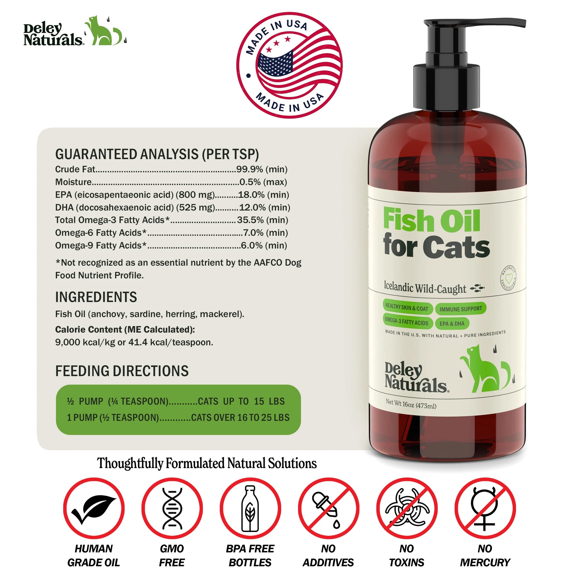 Wild Caught Fish Oil for Cats - Omega 3 for Cats