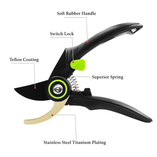 8" Bypass Pruning Shears Garden Clippers Garden Scissors